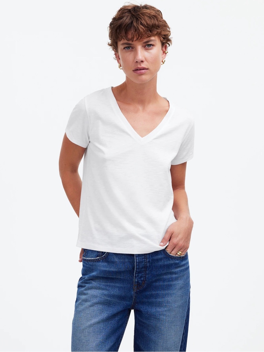 Madewell The Easy V-Neck Tee in Soft Slub XXS